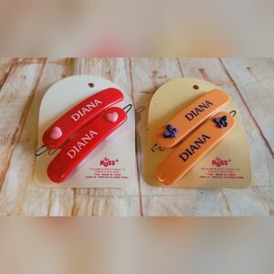 2 Vintage 1980's Russ Hair Clip Barrettes "Diana"